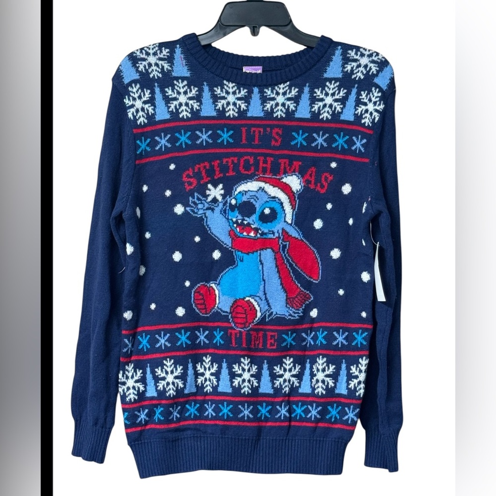 NWT Disney Stitch Kids Holiday Sweater Size XL